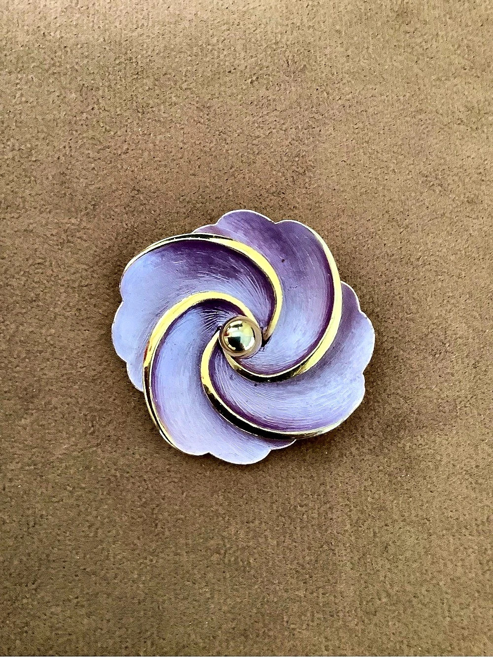 Vintage Purple & Gold Floral Brooch